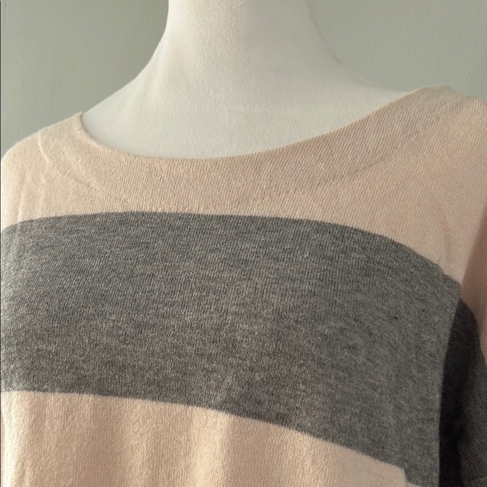 Gray and pink Striped Crew Neck Sweater - Picture 9 of 10